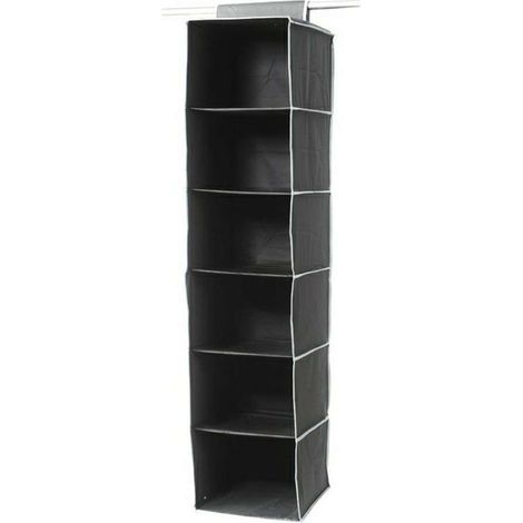 Compactor - Organizador colgante 30x30x128 cm, 6 compartimentos, negro RAN6275 (1/5)