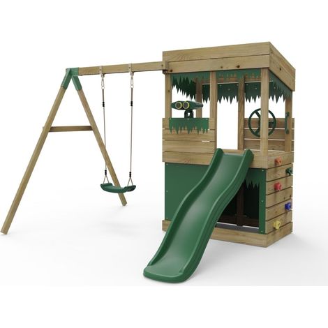 Wooden Lookout Tower Playhouse with 6ft Slide - Yellowstone