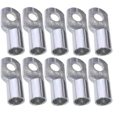 Pack of 10 crimp terminals with tubular eyelet – eyelet – Ø 8 mm – non-insulated – for conductor cross-section 50 mm² – cable connectors – clamping – silver colour (1/3)