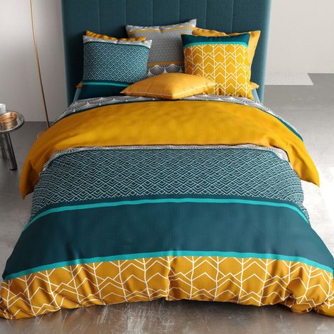Housse de couette 240x220 Lupin + 2 taies coton 57 fils (1/4)