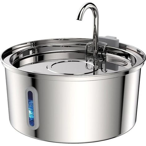 Fontaine a Eau Chat Acier Inoxydable: Fontaine à Eau pour Chat Ultra-Calme - 3,2L Distributeur Animal de Compagnie avec Fenêtre Transparente - Costume pour Petits Chien et Animaux (1/5)