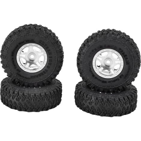 4 pneus en caoutchouc 1 pouce, jantes en alliage d'aluminium couleur titane, compatibles Axial SCX24 90081 AXI00001 AXI00002, pour voiture de crawling 1/24 (1/5)