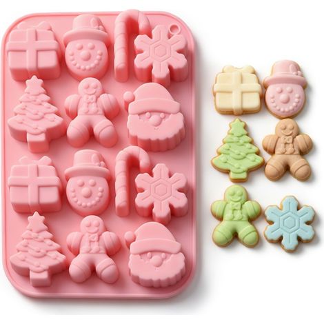 Moule silicone noel 14 formes rose alimentaire pour la maison (1/5)