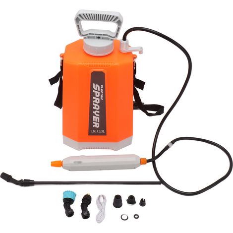 Pulvérisateur à piles avec 3 buses de brumisation, pulvérisateur de jardin électrique multifonctionnel à porter à l'épaule pour l'arrosage des fleurs et la pulvérisation de médicaments, orange (1/5)