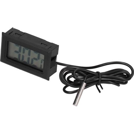 Schwarzes elektronisches Digitalthermometer aus ABS-Kunststoff mit externer Sonde, LCD-Anzeige, präzises Digitalthermometer für Küche, Grill und Innenräume (1/5)