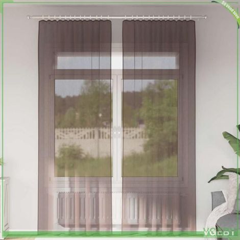Rideau en voile - FAFEISY - 4102175 - Marron - Passe-tringles - Semi-transparent (2 pcs) (1/5)