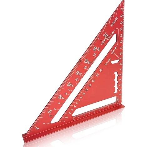 Règle triangulaire métrique de 7 pouces, règle triangulaire métrique pour mesurer l'angle, règle triangulaire épaisse à 90° en aluminium de haute qualité, outil de traçage (rouge) (1/5)