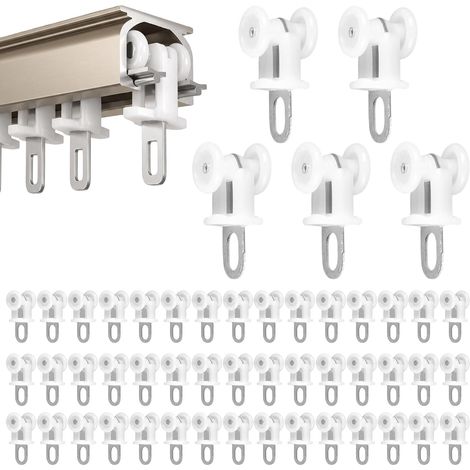 50 Pièces Rouleau pour Rail de Rideaux, Poulie Rideau Rail (1/5)