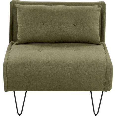 Sofá cama glamuroso 1 plaza individual con cojín de tela verde oliva Vestfold (1/5)