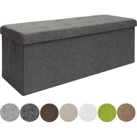 DuneDesign Ottomana XXL pieghevole 110x38x38cm incl 2 pareti divisorie 120L Panca contenitore Cassapanca imbottita Grigio Scuro
