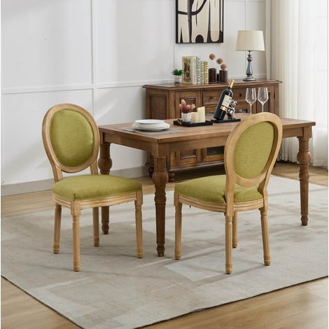 Chaise de salle à manger 59.5x49x95 cm en tissu vert olive, moderne pour salle à manger FloraGrace (1/5)