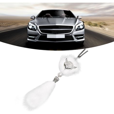Pompon Renard Fausse Fourrure Métal Strass Solide Pendentif Rétroviseur Voiture Animal Mignon Décor Accessoire 3 Pièces (1/5)