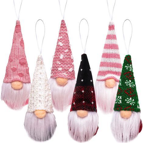 GNOME Noel (Lot de 6), Lutin de Noel Peluche 16 x 6 cm, Suédois De Noël Père Noël GNOME Poupée De Noël sans Visage,Décoration de Table Arbre de Noël Décoration Suspendue (1/5)