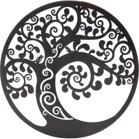 Signes Grimalt Adorno Tree of Life Applica Metal Applicazione di metallo grigio rotondo - 30x30x1cm (1/2)