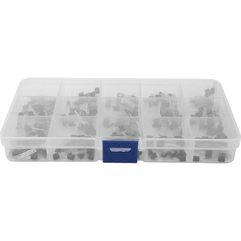Kit 300 pièces de 15 types de transistors assortis TO-92 pour bricolage électronique, lot S9012 S9013 S9014 S8050 S8550 et plus, composants semi-conducteurs variés. (1/5)