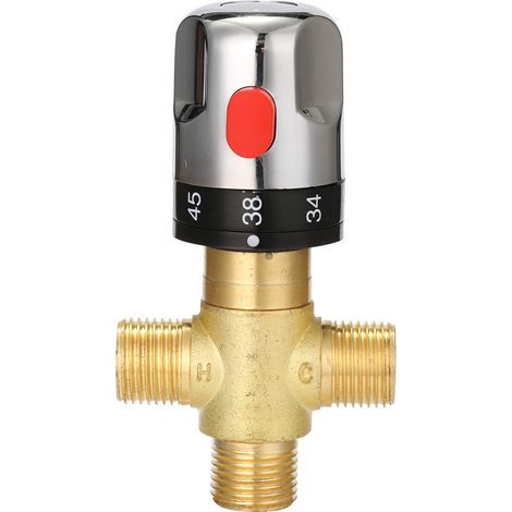 Mitigeur thermostatique réglable en laiton pour salle de bain, mitigeur d'eau chaude/froide, vanne de contrôle de température pour chauffe-eau domestique (1/5)