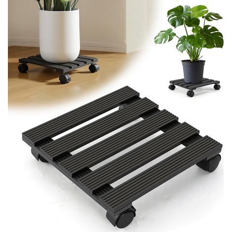 TolleTour WPC Pflanzenroller 30cm, Blumenroller Tragkraft 80 KG, Rolluntersetzer mit Rollen, Kübelroller für Pflanzen, Blumentopf(Eckig, Grau)