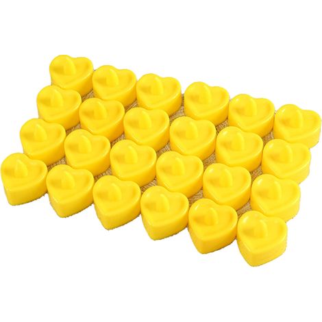 24 herzförmige LED-Kerzen, flammenlos, geruchlos, fernbedienbar, gelbe Heimdekoration – 24er-Pack (1/5)