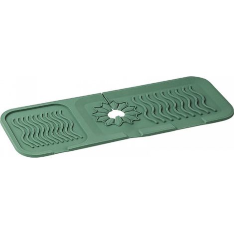 Tapis de robinet de cuisine, tapis de drainage en silicone, tapis d'évier de cuisine anti-éclaboussures (vert) (1/5)