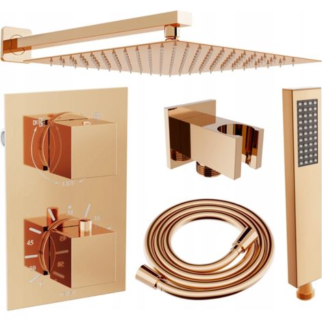 Mexen Cube DR02 Brausegarnitur für Unterputzmontage z Kopfbrause 25 cm, Rosa Gold - 77502DR0225-60