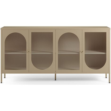 Buffet 4 portes en métal beige 160 cm - Ysia