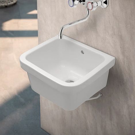 Pilozzo sospeso 46x38 in ceramica bianco lucido per interno o esterno (1/5)