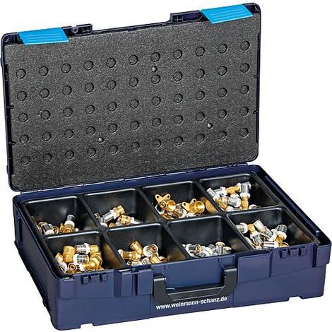 Banyo – Mallette raccord WS-Press 80 pièces – Raccords filetés mâles et femelles DN 15 – Coude 90° et Té égal 16 x 2 mm – WS L-Boxx BG (1/2)