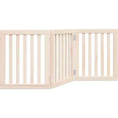 Porte pliante pour chien, trois panneaux, 150 cm de long, en bois de peuplier.