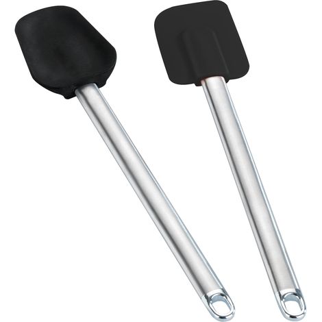 Cuillère et spatule en silicone, manches en acier inoxydable, Maximex (1/4)