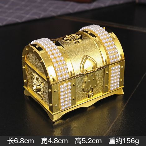 (Petit format + perle) Boîte à bijoux en métal, collier en émail raffiné, coffret de rangement haut de gamme (1/5)