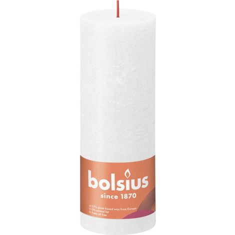 Bolsius Rustik Stumpenkerze wolkiges weiß, Höhe 19 cm, Ø 6,8 cm Stumpen- und Kugelkerzen