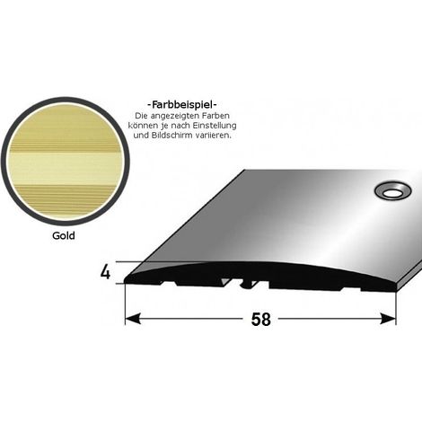 Übergangsprofil "Almere" / Übergangsschiene / 58 mm, Typ: 08 (Aluminium eloxiert, mittig gebohrt / selbstklebend):-goldfarbig-1000-seitlich gebohrt