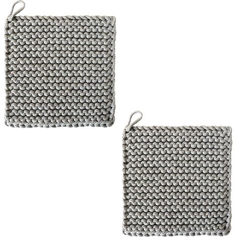 2 Pièces 19x19 Cm Maniques Cuisine, Manique Carrée Tissée, Maniques De Cuisine Résistantes à La Chaleur, avec Boucle De Suspension, pour Bols, Théières, Assiettes, Casseroles (1) (1/5)