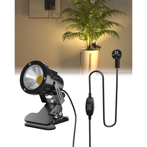 Luces con clip，ideal para plantas. Foco LED con clip de 7 W con enchufe，luz blanca cálida de 3000 K y cable de 1,78 m [Clase energética G] (1/2)