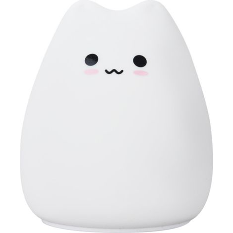 Veilleuse LED à piles, motif chat mignon, en silicone, à couleurs changeantes, pour chambre d'enfant. Lampe tactile. (1/5)