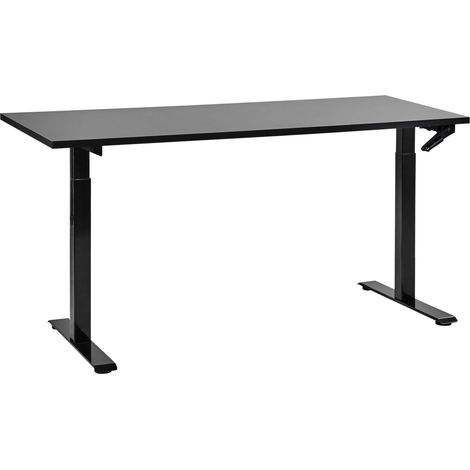 Scrivania regolabile manualmente nero 160 x 72 cm DESTINES (1/5)