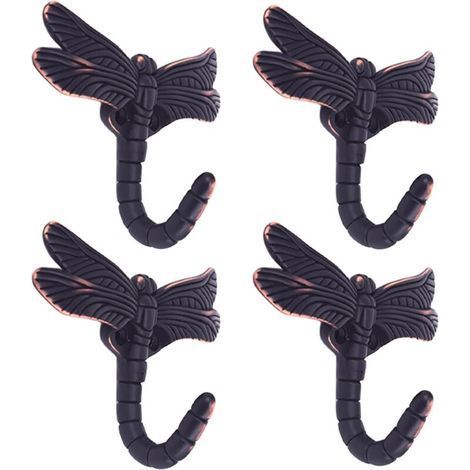 pair Lcyolada Set de 4 crochets libellule pour manteau serviette sac robes huile brossé bronze (1/5)