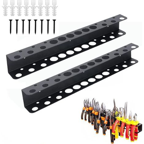 2 Piece Wall Mounted Tool Holder with 14 Holes Screwdriver Holder (1/5)