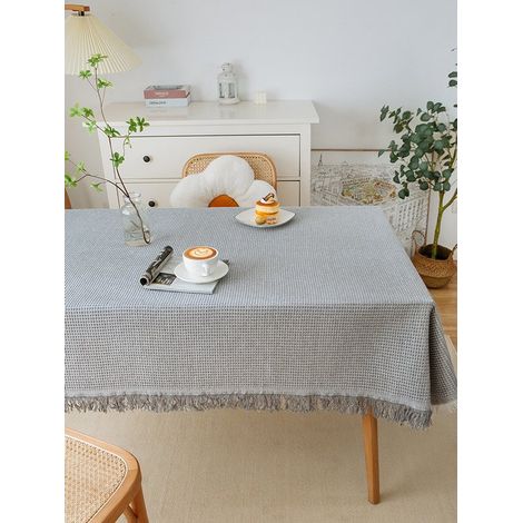 Mantel de encaje, mantel hecho a mano, mantel de encaje de algodón a crochet, Panal de abeja, Gris y blanco [Mesa larga], 90150cm (1/5)