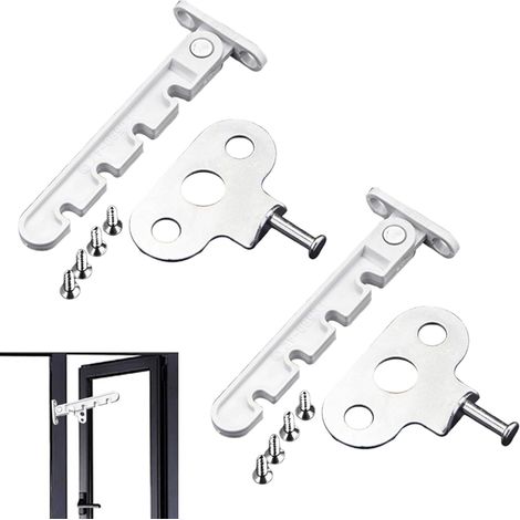 Verrou de fenêtre 2 pièces, loquet de fenêtre pour réglage de l'inclinaison de la fenêtre, pour protéger les fenêtres et régler l'ouverture et la fermeture des fenêtres (blanc) (1/5)