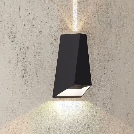 Applique Murale Extérieure - Lampe LED Haut-Bas 600 lm 6 W 220-240 V - Aluminium IP54 - Pour Porte d'Entrée Patio Porche Jardin - Noir (1/5)
