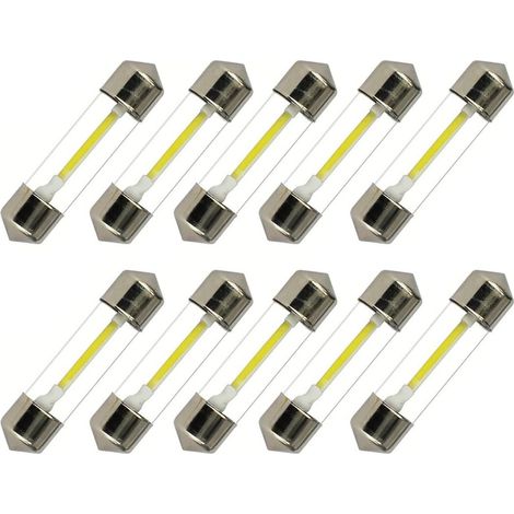 10pcs Cool White Festoon 41mm C5W COB LED Interior SMD Bulb Car Reading Light Source Dome Reading Lamp 12V 6000K (41mm) (1/5)