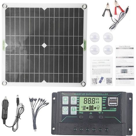 Panneau Solaire Yunyi Kit 200W Flexible Monocristallin 18V Noir avec Contrôleur pour Camping-Car Bateau