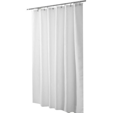Rideau de douche imperméable blanc 150x180cm pour salle de bain, voilage anti-moisissure, tissu lavable, crochets inclus. (1/4)