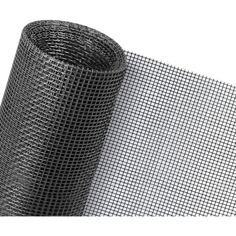 Moustiquaire de fenêtre en fibre de verre ignifugée 130x150cm, découpable, sans perçage, noir (1/5)