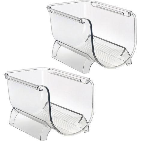 Set di 2 portabottiglie impilabili a cassetto per vino e acqua, trasparenti, organizer versatile per frigorifero, cucina e bar. (1/5)