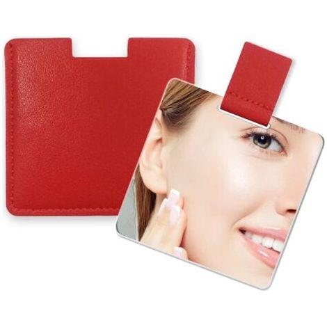 Petit Miroir Ultra-fin, en Acier Inoxydable Incassable, Avec étui en Cuir PU, Facile à Transporter. Il Peut être Utilisé Comme Miroir Maquillage (1/5)
