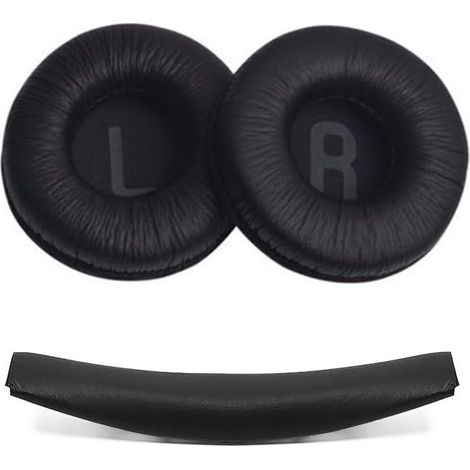 Lot de 3 coussinets de tête compatibles avec JBL T450/T500 BT, Tune600, 510BT, JR300,70 mm et coussin de bandeau pour Tune600 (noir) (1/5)