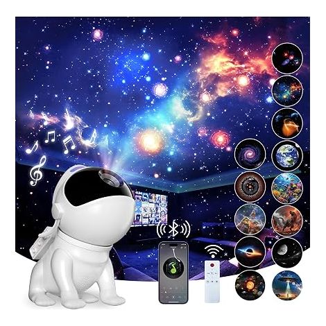 Star Sky Projector, Planetarium Projector with 12 Discs, 15 White Noises, Bluetooth Speaker, Remote Control, Timer, Magnetic Base, Night Light for Children and Adults, Bedroom Decoration (1/5)