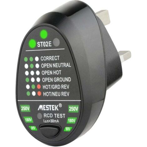 Testeur de Prise électrique, RCD Testeur De Sortie De Détecteur De Polarité de Circuit de Test de Fil de Terre en Direct Neutre Automatique(EU Plug) (1/5)